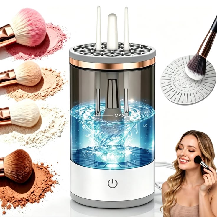Limpiador de Brochas de Maquillaje Eléctrico 3 en 1 – Limpia Brochas Maquillaje y Seca en 30s